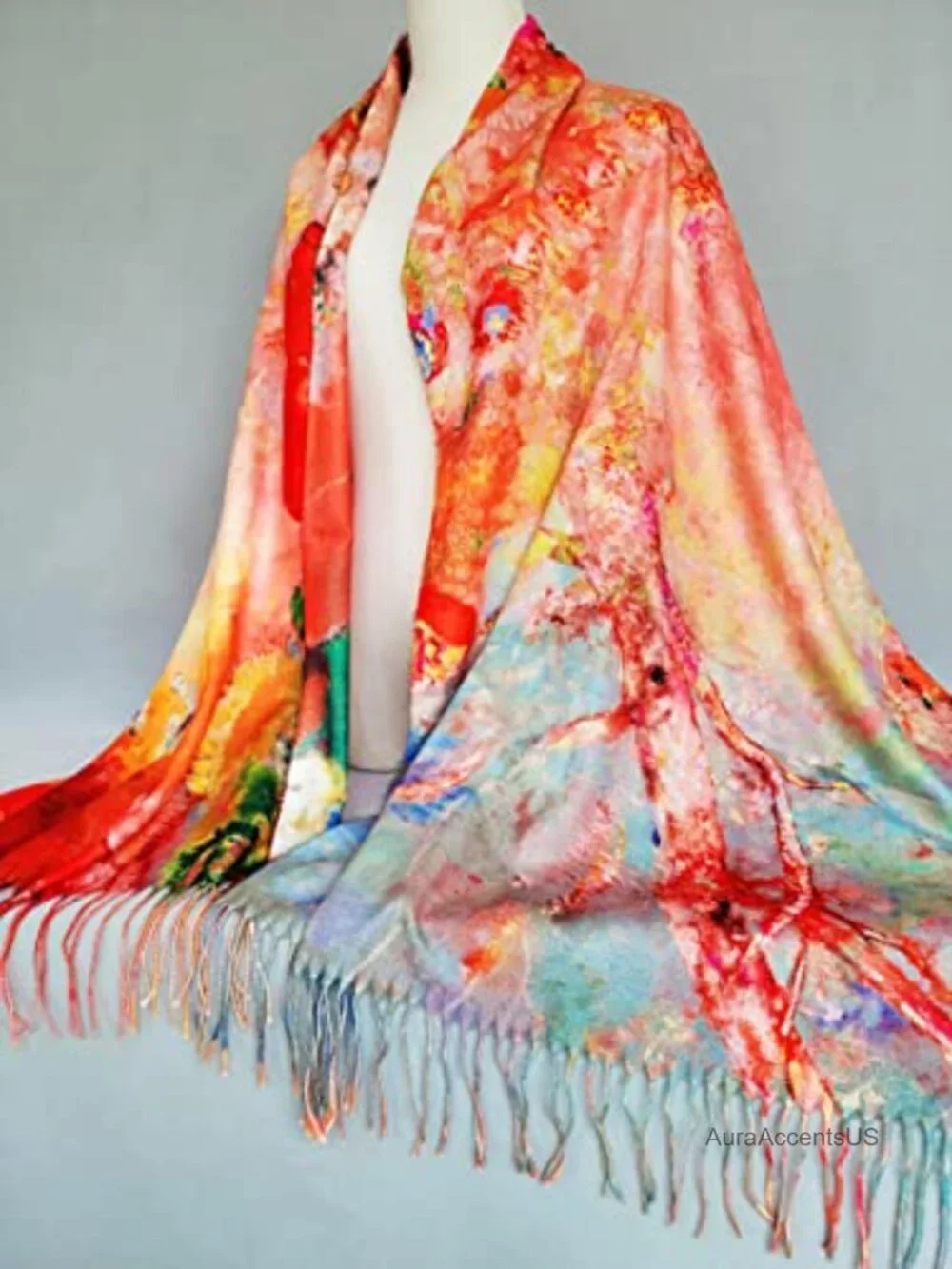 Reversible Art Print Shawl Wrap Large Pashmina Stole Soft Warm Double Sided